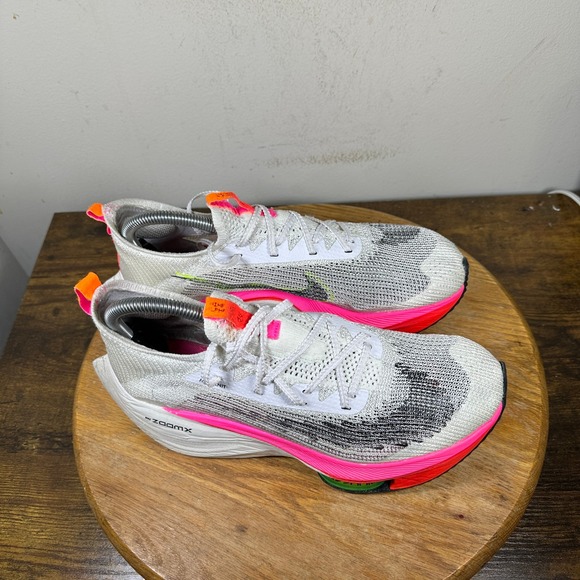 Nike ZoomX Vaporfly Next% 2 White Pink Neon Shoes DJ5456-100 Women's Size 9 - Picture 1 of 10